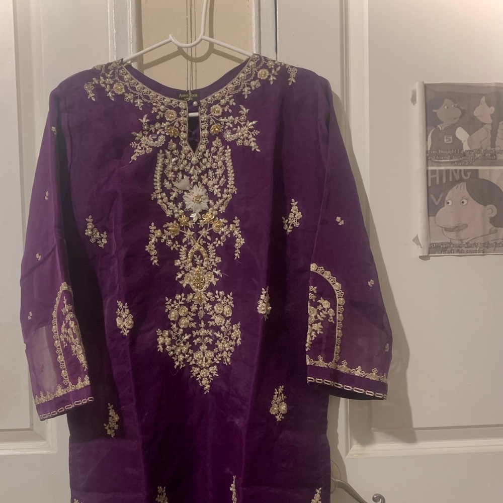 Agha Noor Deep Purple Chiffon Kameez (2pc)☂️💜